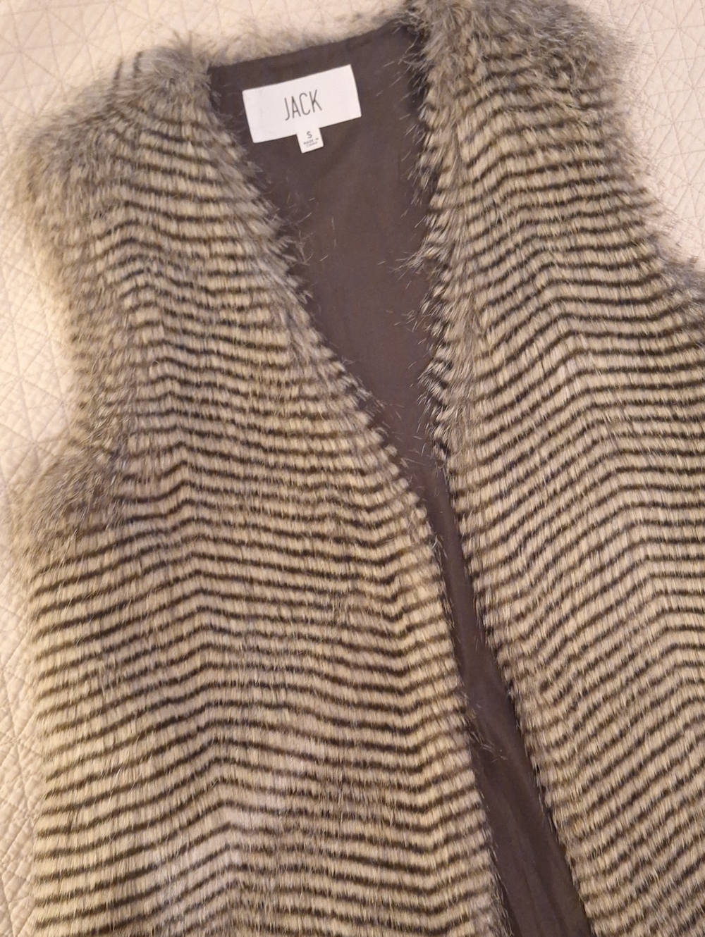 Jack by BB Dakota Faux Fur Striped Vest in Gray and dark Brown - Picture 1 of 8